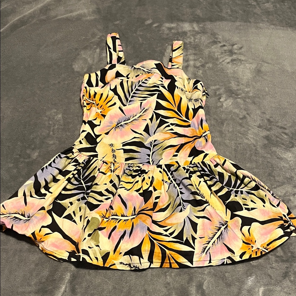 Billabong Hawaiian Flower Print Girls Dress XS